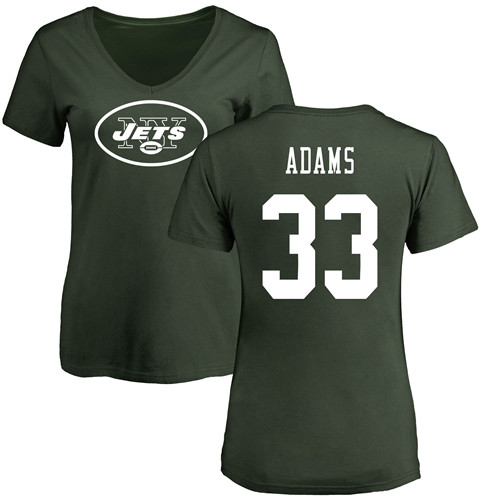 New York Jets Green Women Jamal Adams Name and Number Logo NFL Football #33 T Shirt